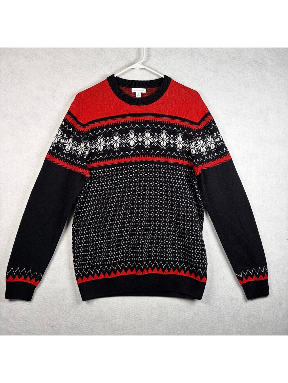 Charter Club Men's Large Red and Black Winter Pullover Sweater